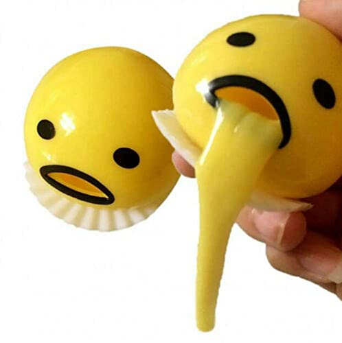 Image of Squishy Round Vomiting Sucking Fun Egg Yolk Stress Reliever Ball Toy with Yellow Goop Slime (Pack of 3)