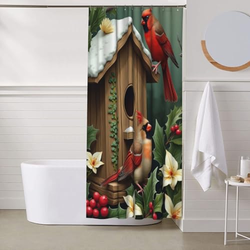 Rideau de douche oiseau cardinal 152x183cm opaque moderne