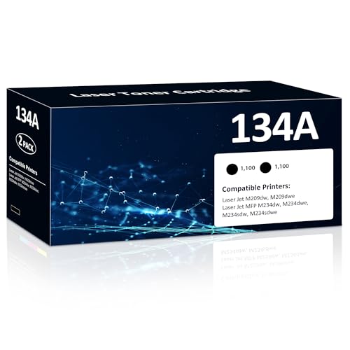 134A Toner Cartridges Compatible for Laser Jet M209dw MFP 234dw for HP 134A 134X W1340A Set High Yield with Laser Jet M209dw MFP M234sdw M234sdw M234sdn Printer, 2Pack with Chip, Black