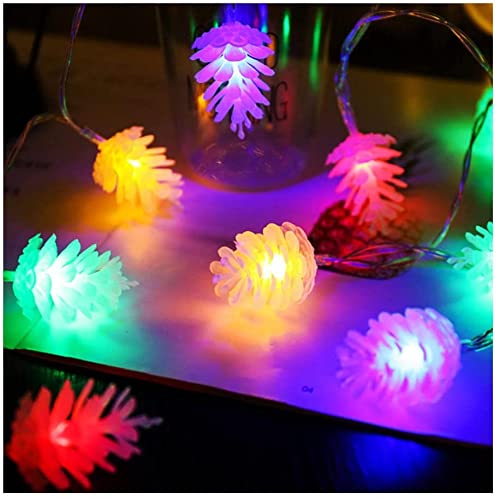 Luces de hadas navideñas multicolor con piñas de 4.9ft para decoración de patios