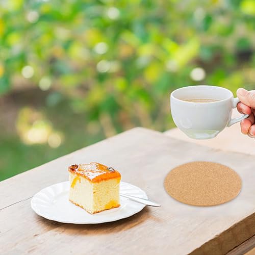 20 Stück Korkuntersetzer Rund,10×10cm Holzfarbe Kork Untersetzer Set,Wiederverwendbar Saugfähige Korkuntersetzer,Rund Retro Glasuntersetzer Kork Set,für Haus,Büro,Bar,Restaurant,Getränke,Bar,Tassen