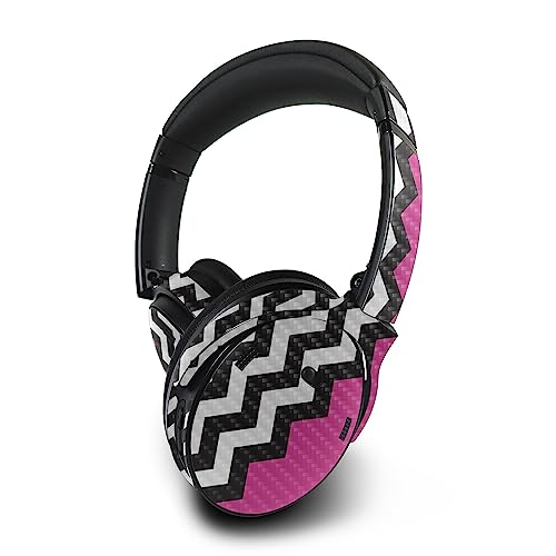 Image of MightySkins Carbon Fiber Skin Compatible with Bose QuietComfort 45 Headphones Hot Pink Chevron | Protective, Durable Textured Carbon Fiber Finish | Easy to Apply