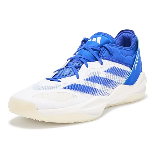 adidas Unisex Adizero Select 2.0 Basketball Sneaker, White/Lucid Blue/White, 18 US Men