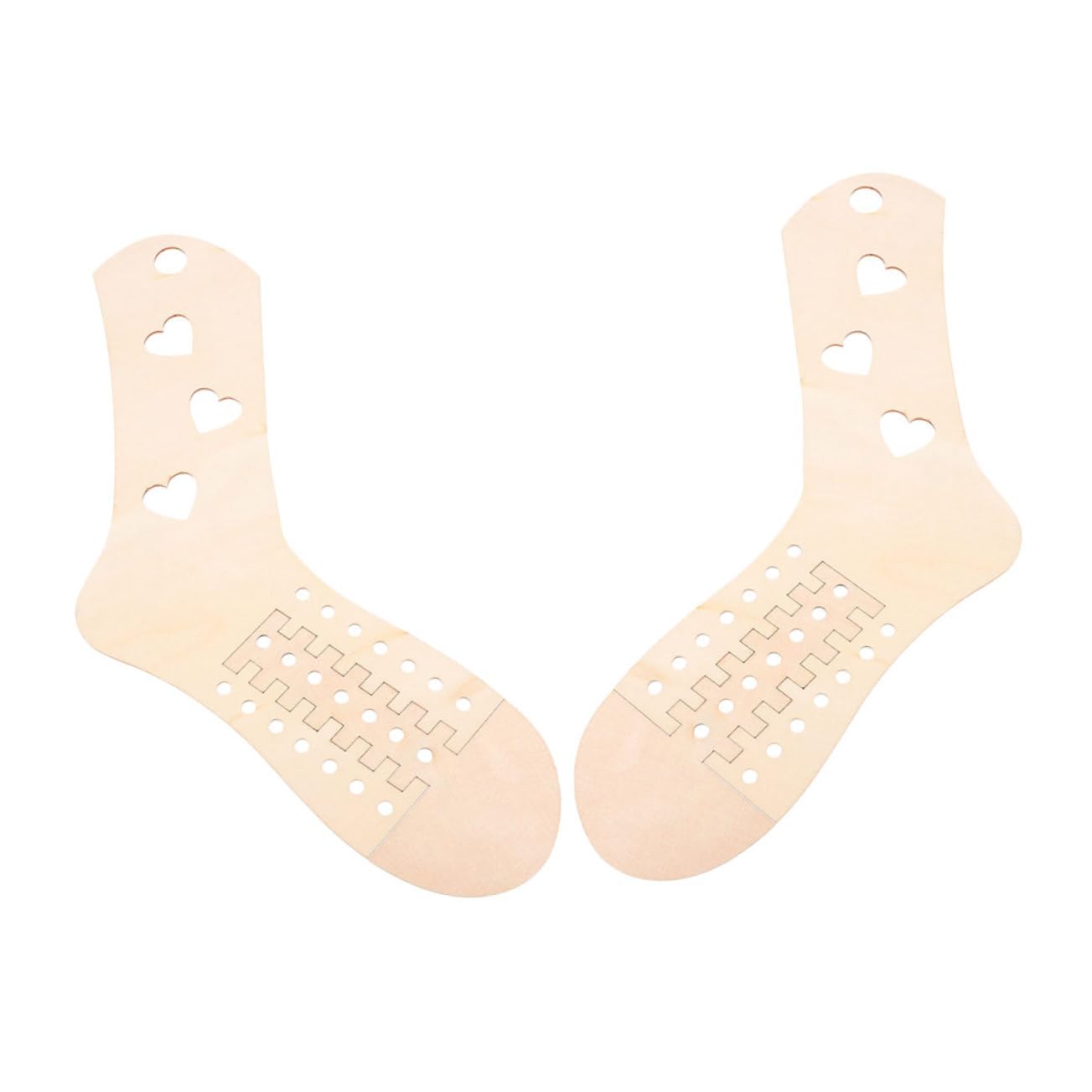 TEHAUX Handmade Crochet Sock Stretcher Set 2 Adjustable Wooden Stocking Models Display Kit for Knitters