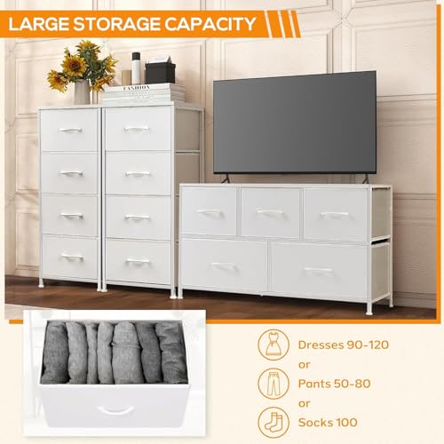 خزانة ملابس مع 4 ادراج برج تخزين وحدة منظمة قماشية لغرفة النوم والرواق وطاولات التعشيش والمدخل والخزانات اطار ستيل قوي سطح خشبي مقبض سهل السحب، مواد مختلطة