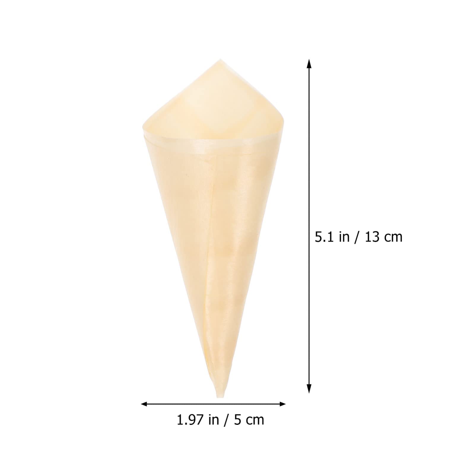VOSAREA 50pcs Disposable Wood Cones Ice Cream Wood Cone Food Serving Cones for Home Wedding Birthday Party Supplies