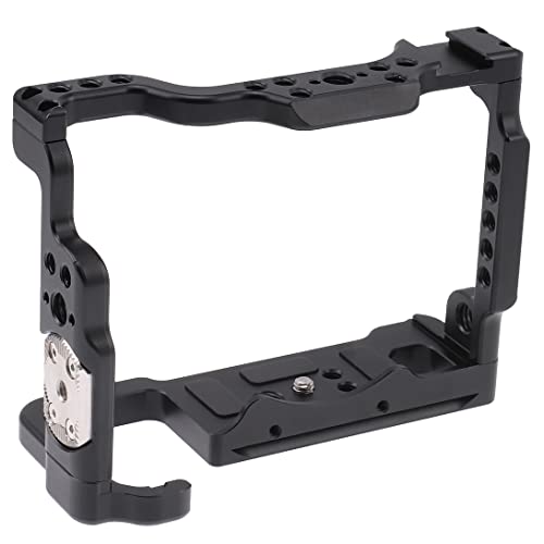 Image of Camera Cage for Sony A7 IV A7S III DSLR Camera with Quick Release 1 /4 inches 3 /8 inches Screw and Cold Shoe Expansion Microphone Monitor Fill Light, Black