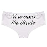 AWESOMETIVITY Bachelorette Bridal Hipster Panties- Here Cums the Bride Gifts, XL