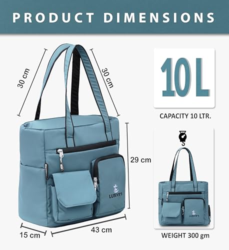 Image of Lusive's Double Pocket Handbag for Women: Stylish, Ideal Companion for Work, Travel, Polyester Material, Spacious 10-liter Capacity, 6 Pockets. (Black & Grey)