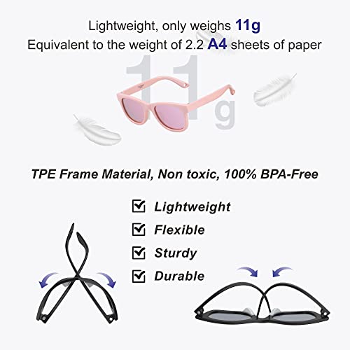 Image of Flexible Polarized Baby Sunglasses with Strap | UV Protection, Bendable, For Toddler Infant Newborn Girl Boy, Age 0-24 Months