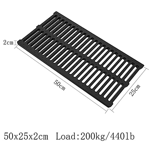Drain Channel Strainers, Sewer Cover Grates, Kitchen Sewage Ditch，Trench Drainage, Linear Drain, Regular Trench Drain, for Garage Driveway Lawn (Color : Black, Size : 50x25x2cm)