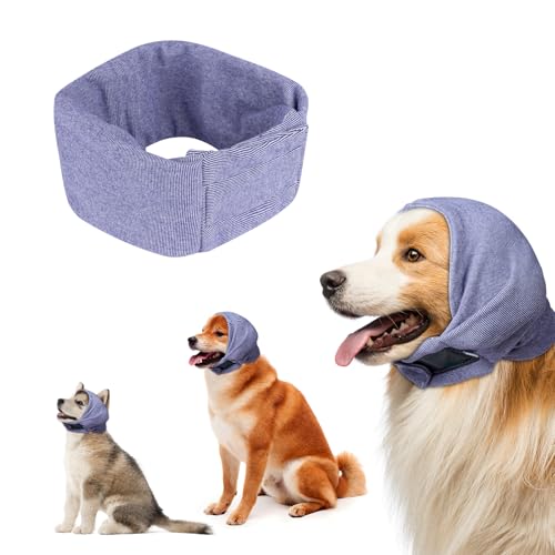 Aomig Ohrenschützer für Hunde Hundemütze Haustier Hunde Gehörschutz Verstellbare Ohrenklappe für Hunde mit Stretchbändern Hund Kopfwickel Hals Wärmer Hunde Ohrenschutz Gehörschutz für Hunde (Lila,L)