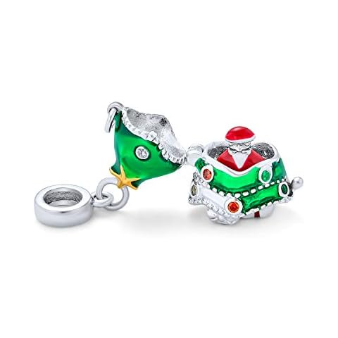 Green Holiday Tree Santa Charm Bead Cover