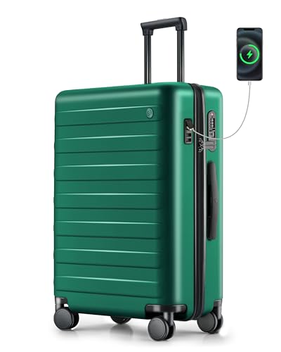 NINETYGO Medium Checked Luggage 24 Inch, Checking In Luggage with USB Port, Spinner Wheels,...