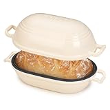 FRRLY Enameled Cast Iron Dutch Oven for Sourdough Bread Baking,9 x 5-4/5 Inch Oval Cast Iron Bread Pan with Lid,Dutch Oven for Homemade Sourdough Baking,2.8QT Meatloaf Pan,Oven Safe