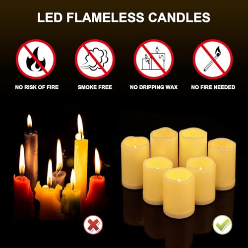 Image of Aignis 14pcs Flameless LED Candles Battery Operated with Remote Timer, Outdoor Indoor Waterproof, Warm Glow for Cozy & Romantic Home /Wedding /Holiday Decor (D 3'' x H 4'' /5'' /6'')