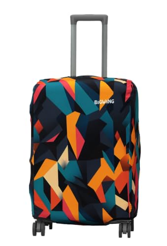 Image of BIGWING Protective Luggage Cover in Polyester Fabric with Abstract Print Multicolour | 28' Inch 75 cm Large Size | Hard Luggage (Fiber) Trolley Bag Cover
