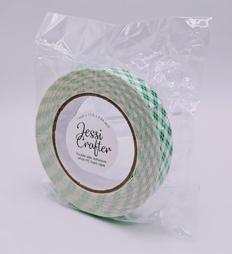 Image of Double Side Adhesive White PE Foam Tape, Strong Adhesion for Mount Bond Attach DIY and Craft Projects. (1 roll) (1 inch x 16 ft.)