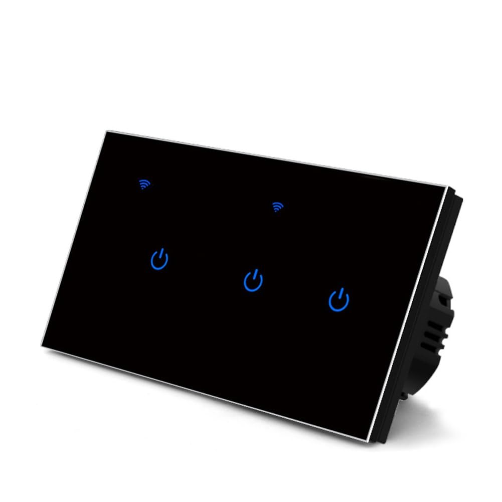 Interruttore smart WiFi Touch Light da 2 a 8 gang a 8 gang, pannello in vetro temperato, controllo vocale compatibile con Alexa e per app Tuya, 10A 100-240V cavo neutro in tensione