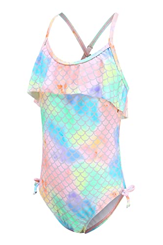 Image of Girls One Piece Swimsuits Halter Bathing Suits Summer Ruffler Swimwear 2-14 Years