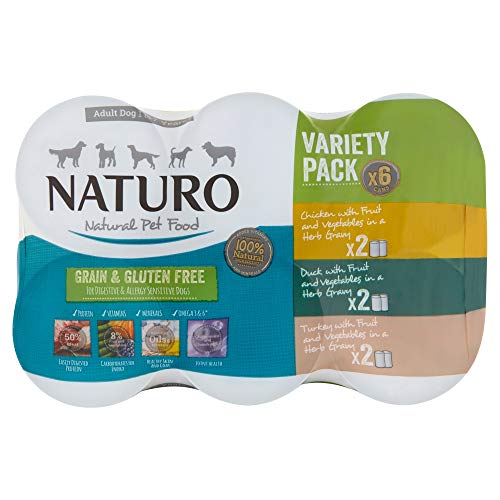 Naturo – Comida húmeda para perros adultos Naturo pack multisabores Grain & Gluten Free en salsa 6 latas x 390 g. Talla 2340 gr