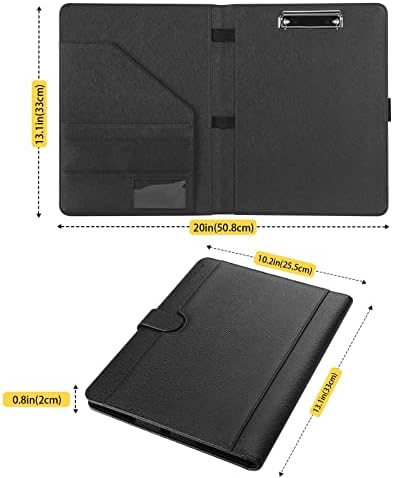 ProCase Portfolio Folder A4 Business Clipboard Folder, Leather Conference Folder Office Padfolio for Documents with Notepad and Pen Holder for Interview Meeting Training Black