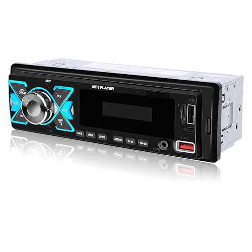 NHOPEEW 1 DIN Radio para Coche con Doble Bluetooth - Radio 1 DIN Soporta FM EQ 7 Color Backlights - Reproducción de U Disk/AUX in/Tarjeta TF/Localiza la aplicación y Encuentra el Coche