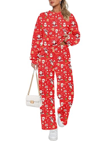 Ekouaer Christmas Pjs Womens Fuzzy Fleece Pajama Set Long Sleeve