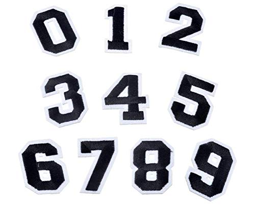 Partyfareast Number/Letter Set Patches For Clothing Iron On Applique Embroidery Sticker Badge DIY (0-9 number set)