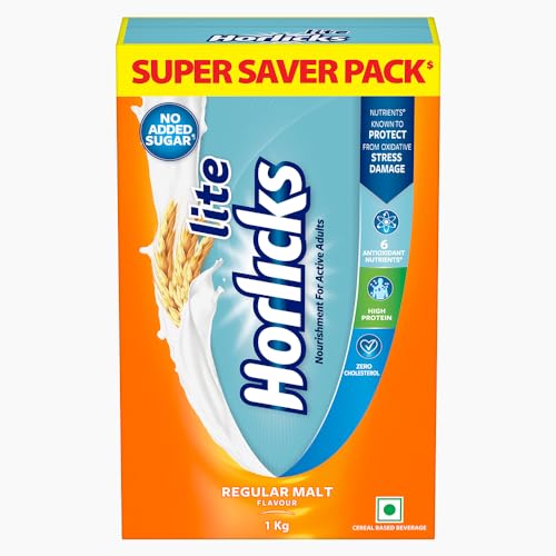 Horlicks Lite 1kg, Scientifically designed for Adults |High Protein, Zero added sugar| Malt Flavour