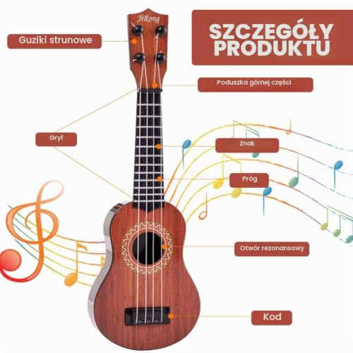 Ukulele dla dzieci, 36 cm, gitara dziecięca z 4 regulowanymi strunami, mini instrument gitarowy dla małych dzieci, ukulele, zabawka edukacyjna dla początkujących, chłopców, dziewczynek, prezent (C)