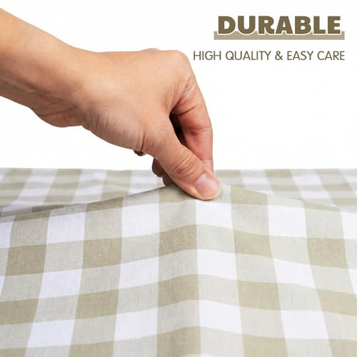 Image of Mindsoft 2 Pcs Gingham Khaki Crib Sheet Set 52 x 28 x 8 Inches Baby Sheet Newborn Bedding Nursery Crib Sheets for Girl Boys Baby Gifts for Toddler Mattresses
