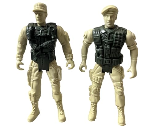 Image of Army War Military Action Figures Set, Tactical Combat Soldiers, Tan and Black, Plastic, 4 Pack, Ages 3+