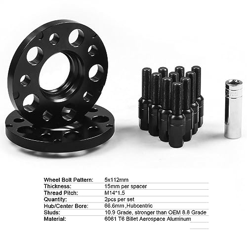 Espaciadores de rueda centrados de 15 mm y 5x112 mm para Audi RS5 RS7 acabado premium 3