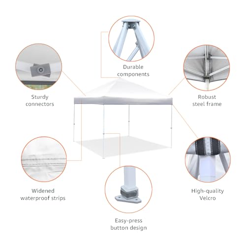Image of Amazon Basics Outdoor Pop Up 10 x 10 Canopy Tent for Events, Portable with Easy Setup, Sun Shelter, Includes Wheeled Carry Bag, 8 Pegs, 4 Ropes, 4 Weighted Bags, White