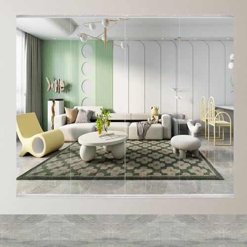 BOOLUU 4 PCS 56 x 16 Inch (Each) Home Gym Mirrors, Tempered Glass Wall Mounted Long Workout Mirror for Garage, Dance Studio Decoration, Oversized Frameless