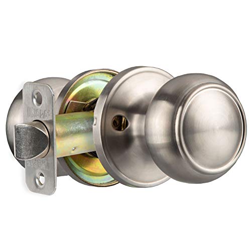Ilyapa Passage Satin Nickels Interior Door Knob - Colonial Style, Brushed Nickel Door Knobs Interior keyless Non-Locking Interior Passage Door Knobs Interior, Satin Nickel, 1 Pack