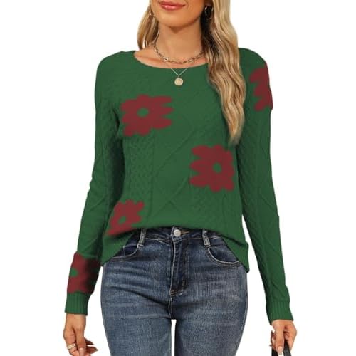 Cakulo Womens Lightweight Fall Pullover Sweaters Cable Knit Crew Neck Sweater Tops 2025 Trendy Outfits