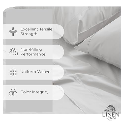 Image of Linen Home 2-Pack Full Sheet Set, 100% Cotton Percale Bedding, 8-Piece Value Bundle, Deep Pocket Cooling Bed Sheets for Hot Sleepers, Breathable & Crisp Hotel Quality, Long-Staple Cotton, Silver