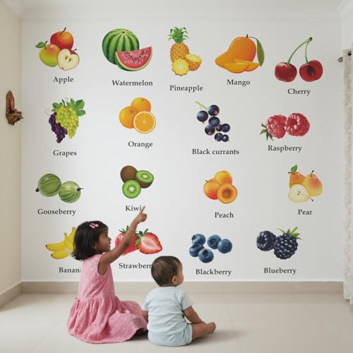 Image of StickMe 'Colourful Furits Baby - Kids - Learning Education Nursery Pre School Kinder Garden Wall Sticker' -SM408 (Multi Colour, Vinyl) (Premium Extra Large - 210 x 180 cm)