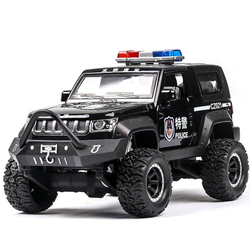 Image of DARVICE 1:32 Diecast Jeep Police Toy Car For Kids Car Pullback Die Cast Metal Car Pull Back Toy Car With Openable Doors Light Music Boys Gifts Toys For Kids, Multicolor