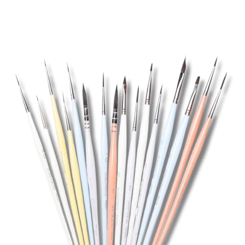 Image of Stationerie Paint Brush Sets Sythnetic Miniliners Minature Detailing Professionals Painting Brushes Ideal for Detailing Painting, Acrylic, Watercolor, Oil Painting Set of 16 Brushes(Candy Edition)
