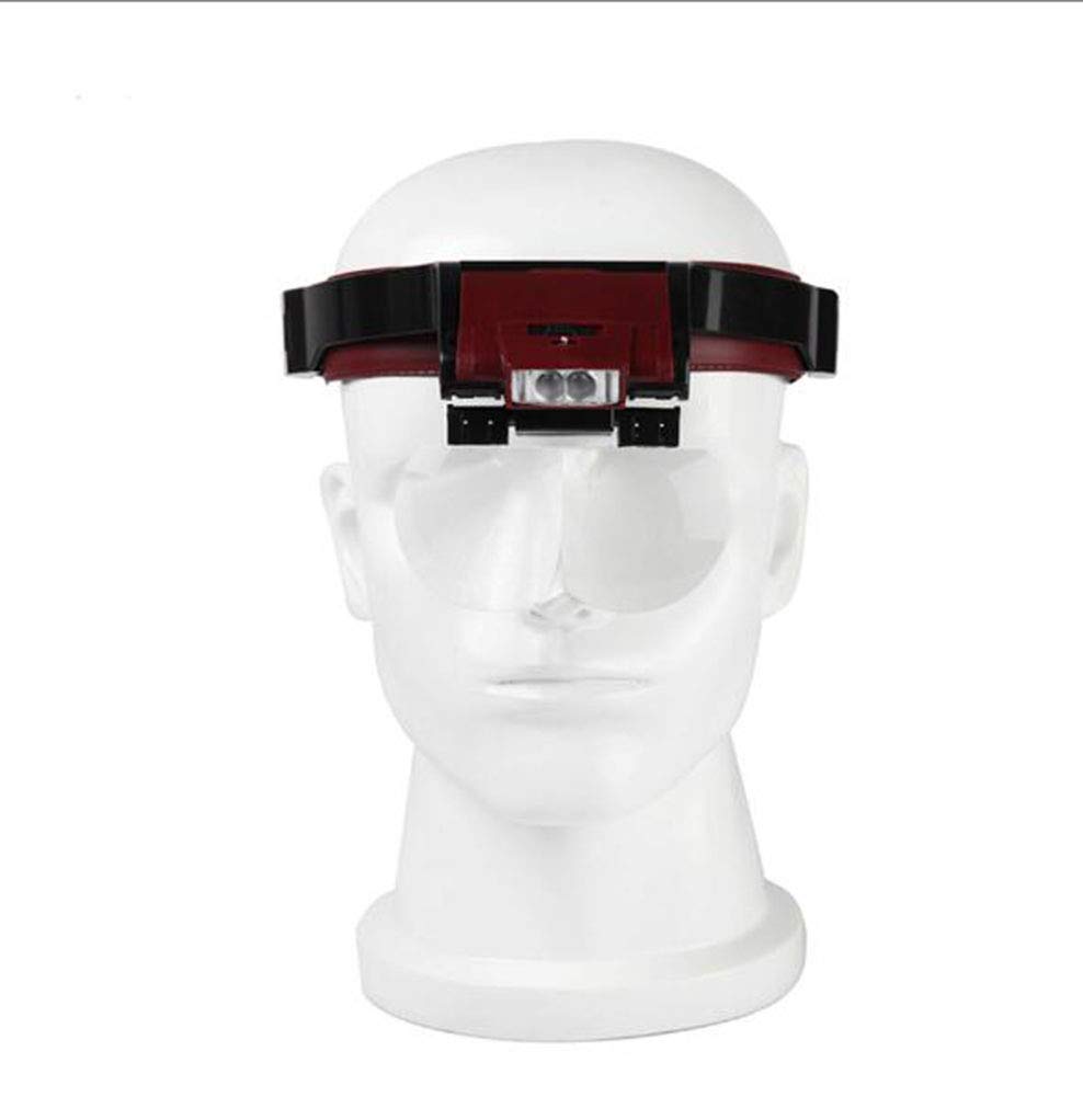 Lupa, Lupa con Luz - Zoom De 1.7X, 2X, 2.5X, 3.5X con 4 Lentes Desmontables - Lupa De Cabeza con Diadema Manos Libres para Pasatiempos, Lectura, Joyería, Manualidades, Agua