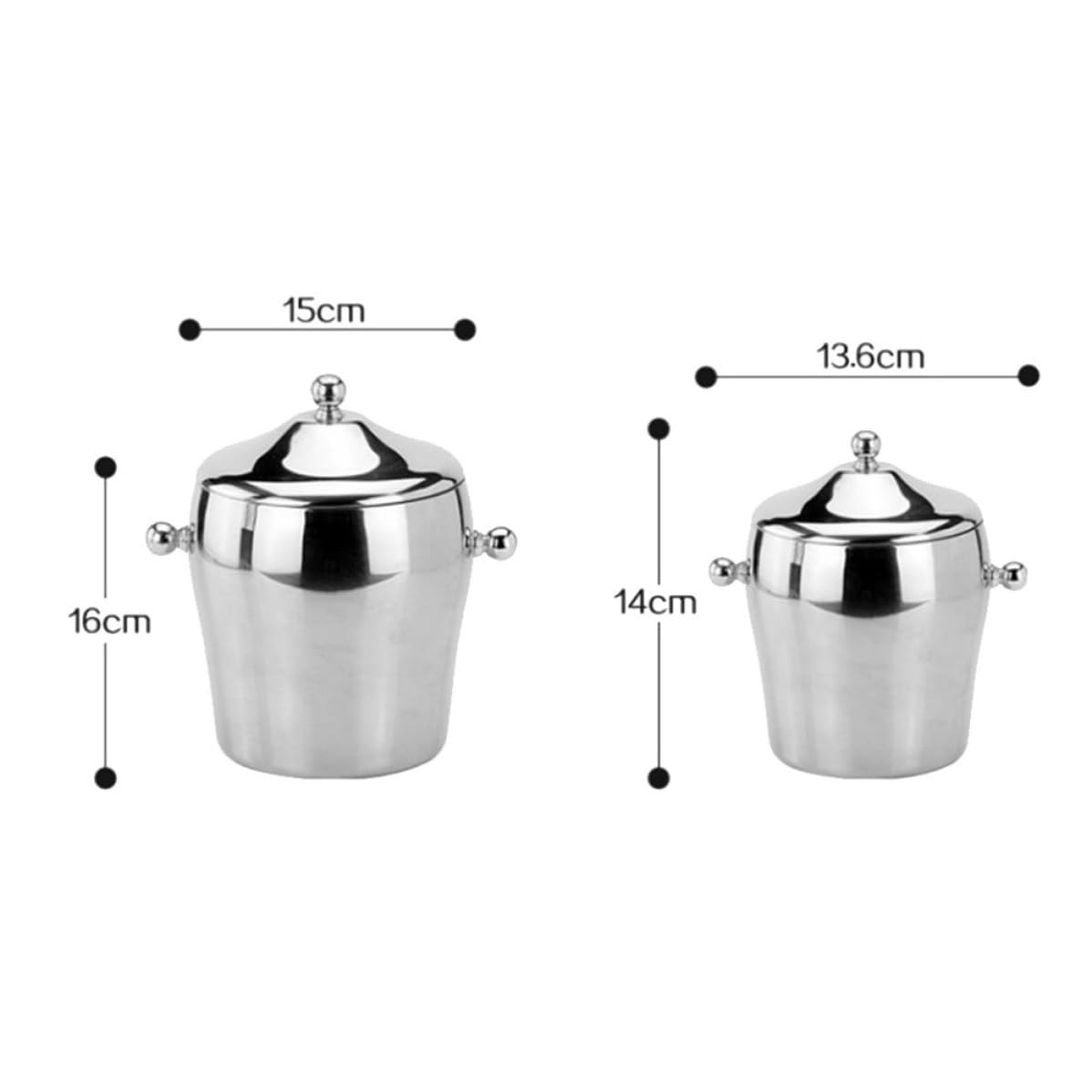 Ciieeo Secchio per Ghiaccio in Acciaio Inox con Coperchio, Doppia Maniglia