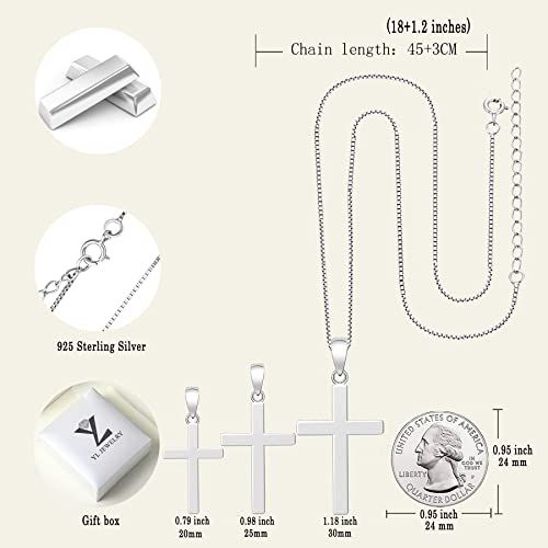 Yl Cross Necklace For Women Sterling Silver Plain Cross Pendant Necklace 1.18'' Simple Jewelry Gifts For Men #TOP5