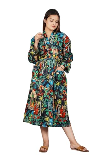 Image of Cotton Women Stylish Printed Kimono, Bath Robe,Night Wear Suit,Swim Wear, Night Dress, Beach Wear