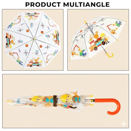 Image of Kraptick Transparent Printed Umbrella for Kids, Stylish & Cute Child Safe Umbrella for Rain, Automatic Water-Proof Umbrellas for Children's /Boys /Girls /Kids (MFP /1112-V)