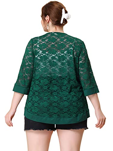 Image of Agnes Orinda Plus Size Cardigans for Women 3 /4 Sleeve Open Front Lightweight Sheer Shrug Lace Bolero Cover Up