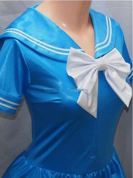 スーパーウェット ライン入り 半袖 セーラーレオタード 「桜时❀製」コスプレ衣装 (女性S)