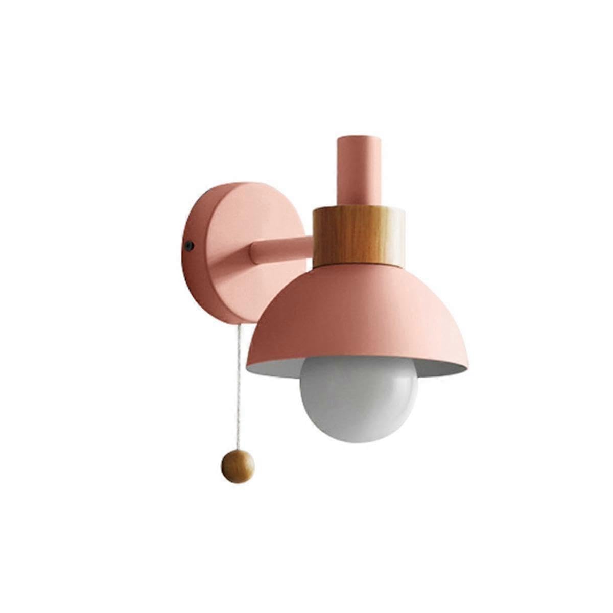 Joyhappst Image Color Living Room Porch Aisle Lamp Nordic Minimalist Modern Bedroom Bedside Lamp Macaron Wall Lamp(Pink)